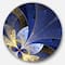 Designart - Blue and Yellow Large Fractal Pattern' Floral Metal Circle Wall Art
